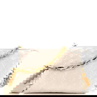 Louis Vuitton Coussin Bag Monogram Embossed: Louis Vuitton Coussin Bag Monogram Embossed Lambskin PM Exterior Color: Neutral Interior Color: Green Exterior Material: Leather Interior Material: Microfiber Hardware Color: Gold 
