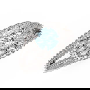 2.39 ctw Certified Aquamarine & Diamond Victorian Ring 14K White Gold: 2.39 ctw Certified Aquamarine & Diamond Victorian Ring 14K White Gold Item: Aquamarine RingTotal Gem weight: 2.39 carats Metal: Solid 14K White Gold Gold Product Weight: Approx. 6 grams Jewelry