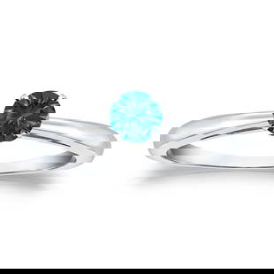 Natural 0.33 CTW Blue Diamond Solitaire Ring 14K White Gold: Natural 0.33 CTW Blue Diamond Solitaire Ring 14K White Gold Item No: RBLRB033-31 Metal: 14k White Gold Setting: 4-Prong Origin: Handcrafted in the USA DIAMOND INFORMATION Number of Diamon