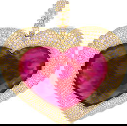 Enormous ruby and diamond heart pendant