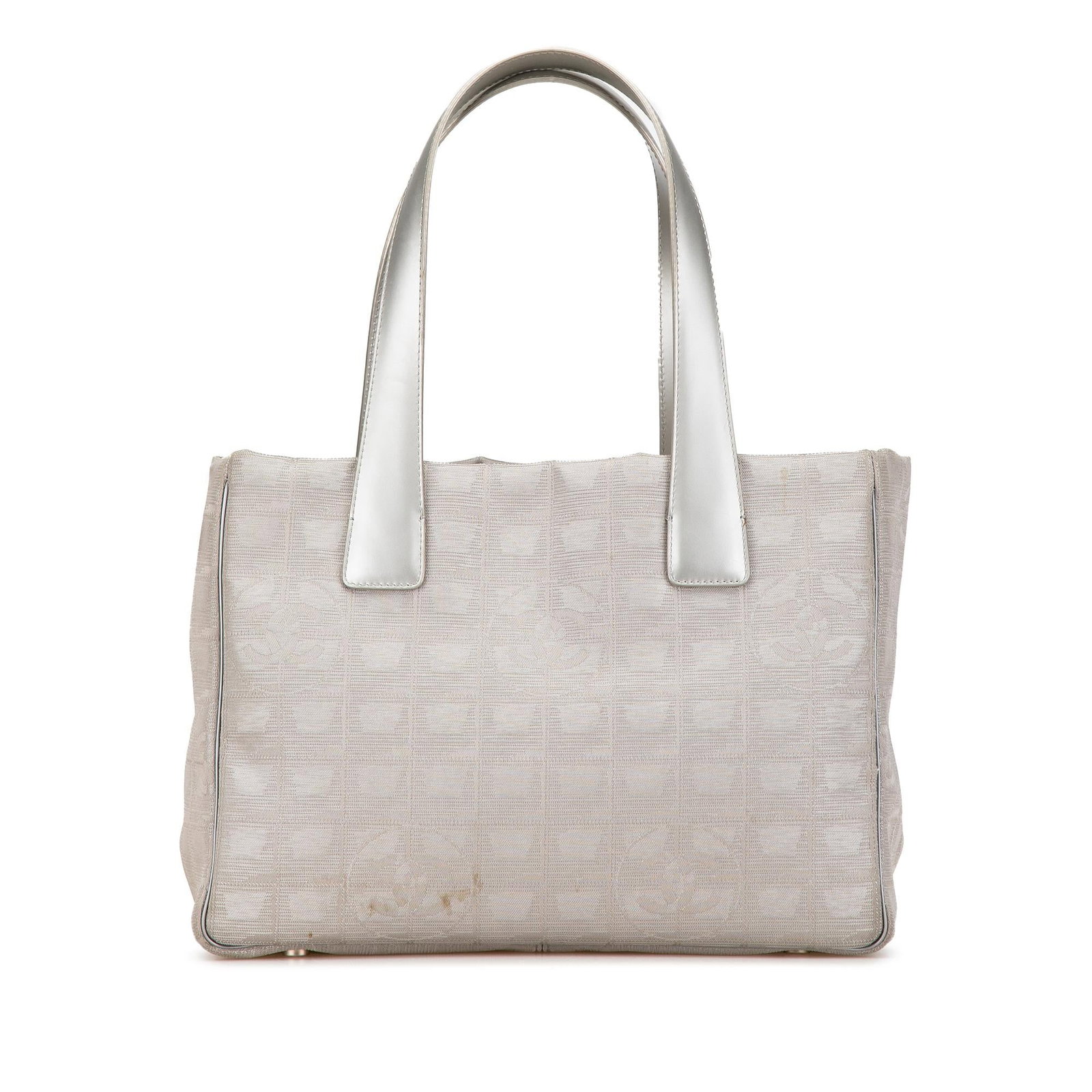 Chanel New Travel Line Nylon Tote: Chanel New Travel Line Nylon Tote Condition Quality: Exterior Back stained with Other. Exterior Bottom stained with Other. Exterior Corners Worn. Exterior Front stained with Other. Exterior Handle Scr