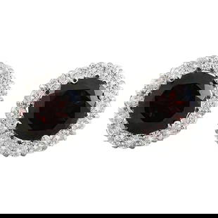 Natural Garnet Diamond Earrings In 18K White Gold: Natural Garnet Diamond Earrings In 18K White Gold 3.65 Carat Natural Garnet 18K Solid White Gold Diamond Earrings Stamped: 18K Total Earrings Weight: 1.5 Grams Garnet Weight: 3.00 Carat (7.00x7.00 Mil