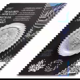 2025 RCM $5 1 oz Ag: 2025 RCM $5 1 oz Ag Treasured Silver Maple Leaf Congratulations SKU no: RBJ303939 Year: 2025 Grade: Brilliant Unc Grade Service: Assay Card Denomination: 5 Dollars Mint Mark: RCM (Not Shown) <