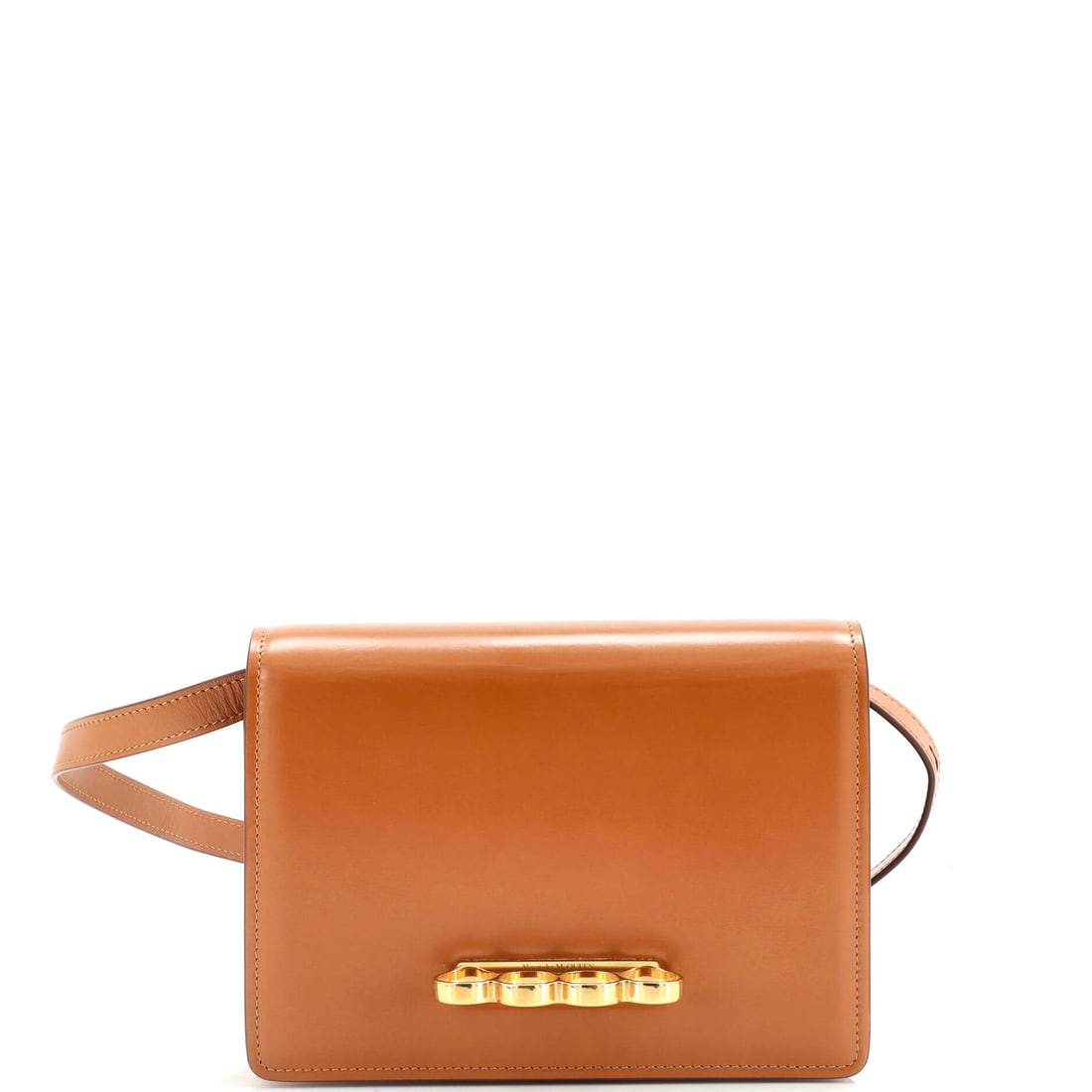 Alexander Mcqueen Four Ring Flap Shoulder: Alexander Mcqueen Four Ring Flap Shoulder Bag Leather Small Exterior Color: Brown Interior Color: Pink Exterior Material: Leather Interior Material: Leather Hardware Color: Gold Accessories: No Ac