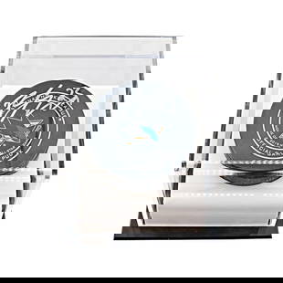 barclay goodrow san jose sharks autographed: barclay goodrow san jose sharks autographed signed sharks logo puck with acrylic display case (fanatics auth) Barclay Goodrow San Jose Sharks Autographed Signed Sharks Logo Puck With Acrylic Display C