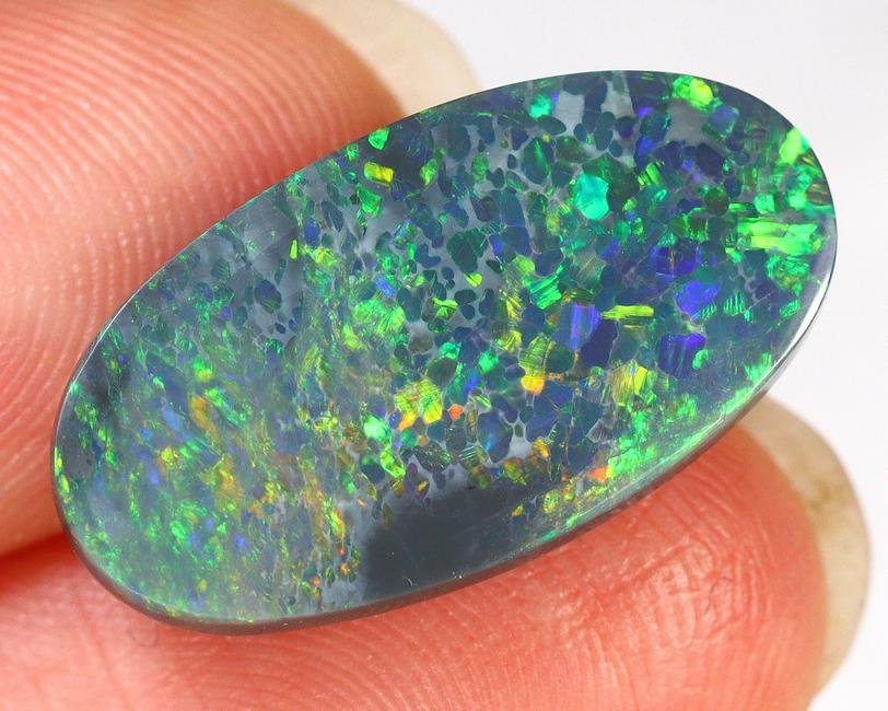 6.69Ct SOLID Jigsaw Honeycomb Pattern Lightning Ridge Black Opal 19.3x10.4x4.5mm (1 of 3)