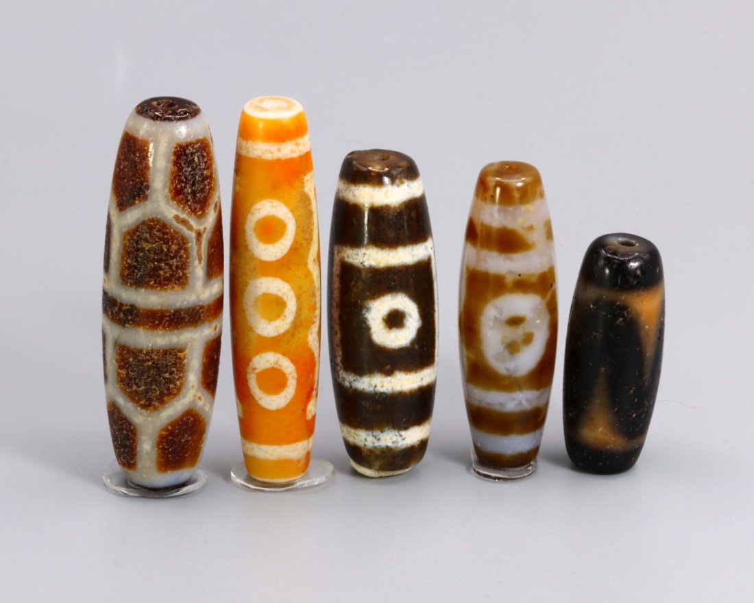 Group of New Chinese Tibetan Agate Dzi Beads (1 of 6)