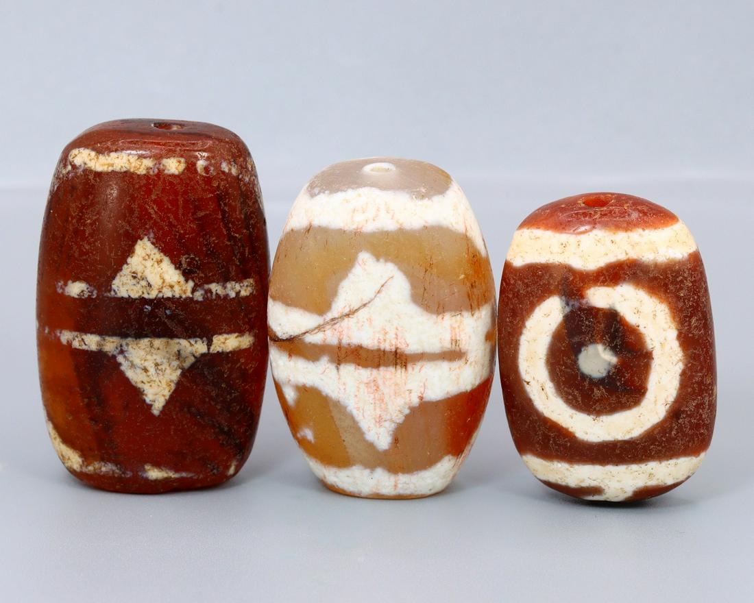 23.5" Antique Traditional Tibetan Red Coral Turquoise Carnelian Agate dZi Beads Necklace (1 of 6)