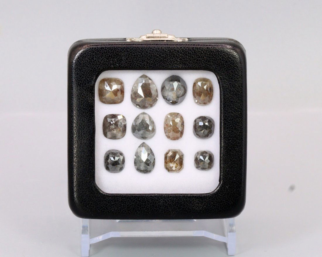 9.35Ct Natural Salt & Pepper Diamond Box Parcel 7x5x2.1mm (1 of 3)