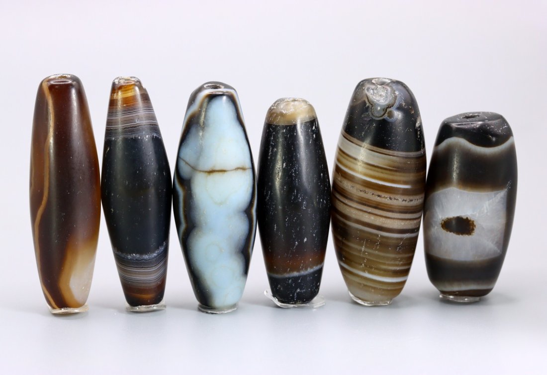 Group of Original Himalayan Tibetan Banded Agate Dzi Beads (1 of 3)
