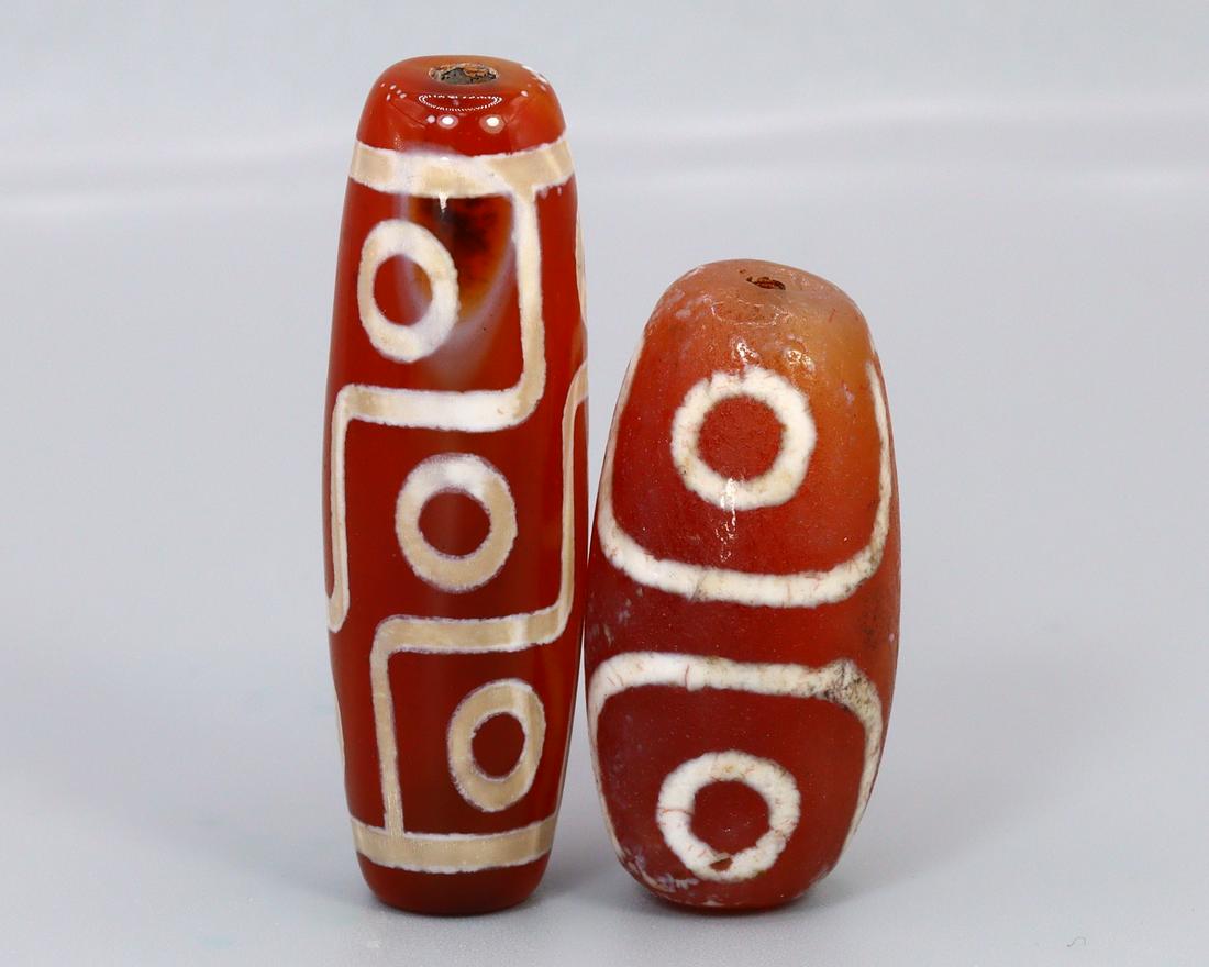 21" Antique Traditional Tibetan Red Coral Turquoise Carnelian Agate dZi Beads Necklace (1 of 6)