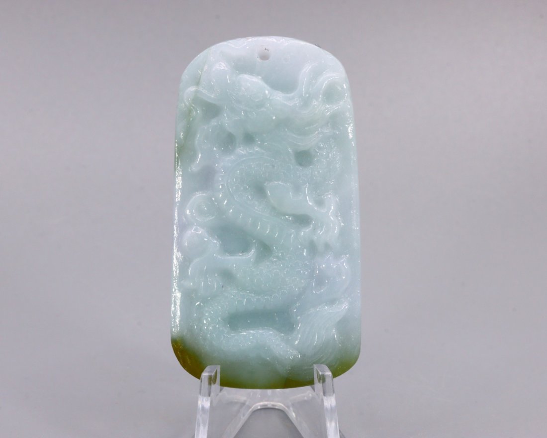 Burmese Jadeite Jade Dragon Carving Pendant Type A Grade 5.1x2.8cm (1 of 2)