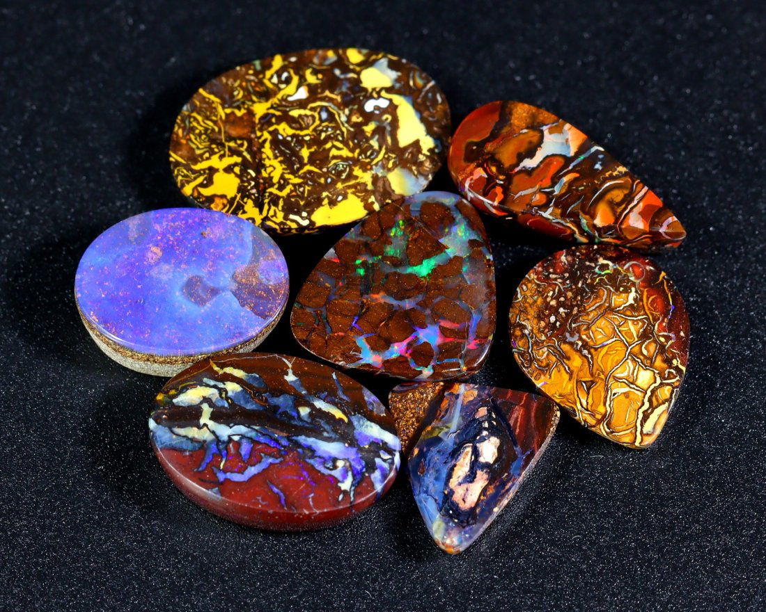 Group of 7 Polished Australian Queensland Boulder Opal 42Ct 17.8x12.4x3.5mm (1 of 3)