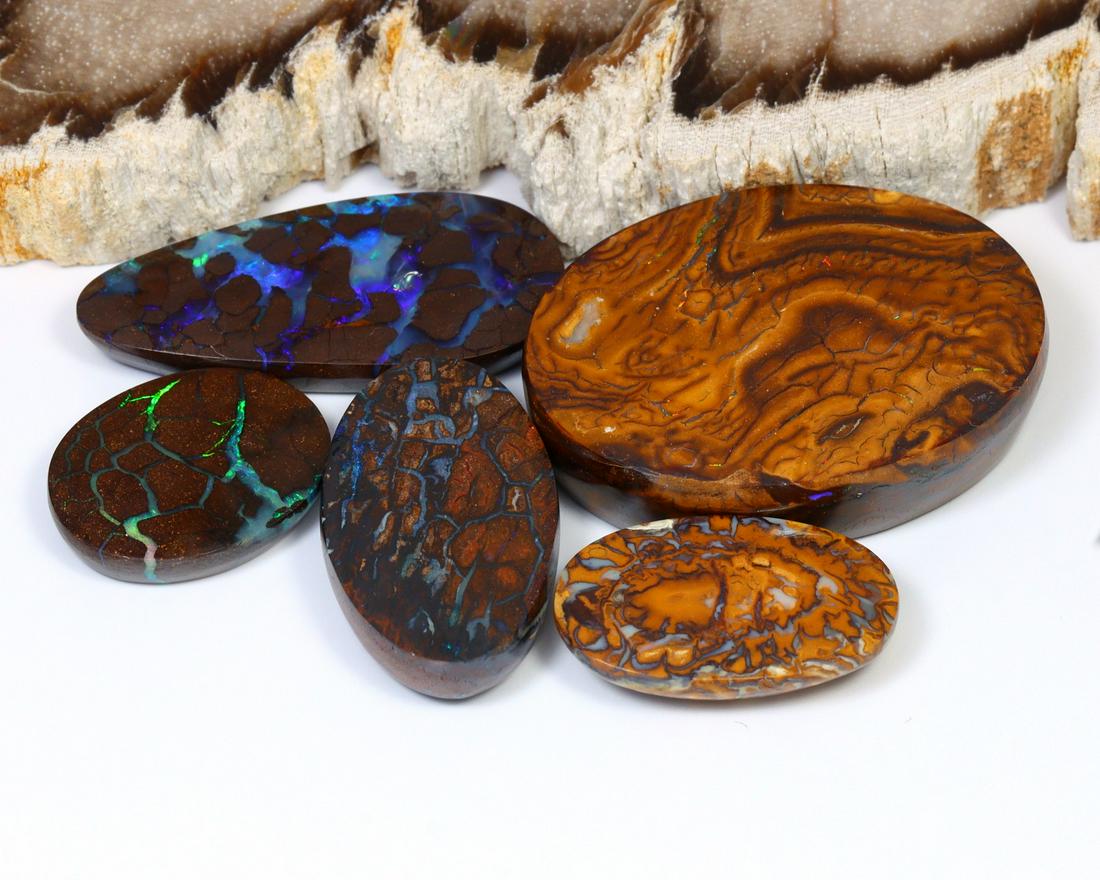Group of Polished Australian Queensland Boulder Opal 99.3Ct 29.8x22x7.6mm (1 of 4)