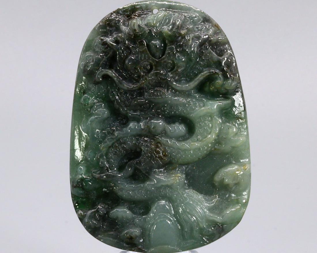 Burmese Jadeite Jade Dragon Carving Pendant Type A Grade 5.7x4.1cm (1 of 3)