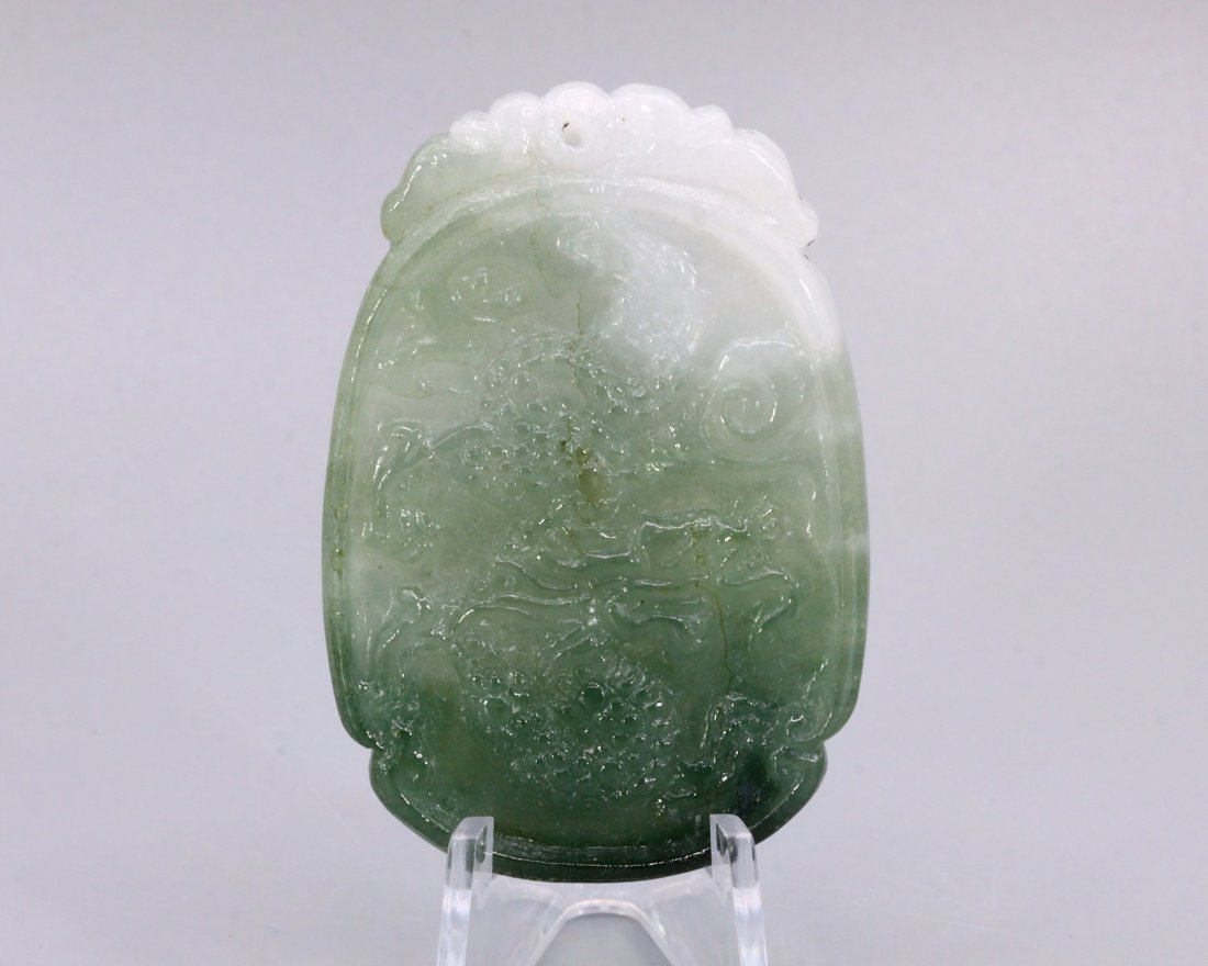 Burmese Jadeite Jade Dragon Carving Pendant Type A Grade 5x3.4cm (1 of 2)