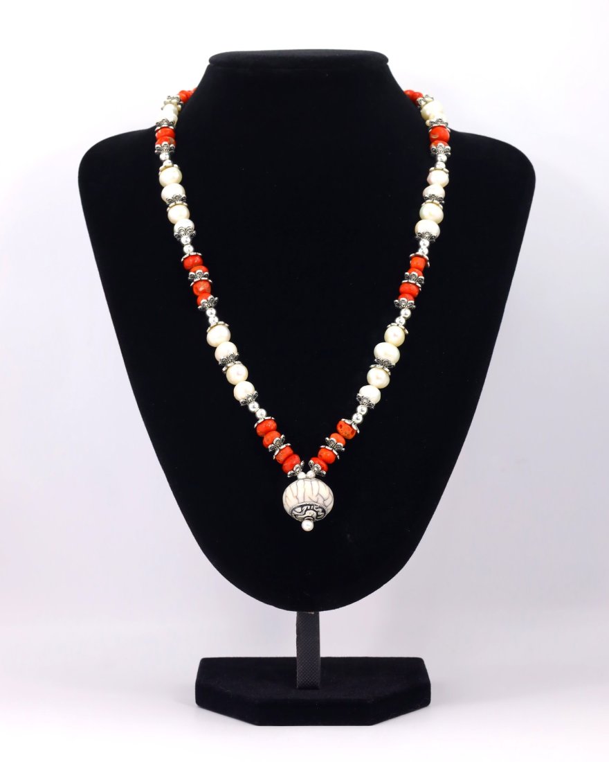 22" Antique Traditional Himalayan Tibetan Red Coral Turquoise Cultured Pearl Beaded Necklace: Thousand Planet Auction House Treasure Auction Day, all major kinds of Mineral, you will find in today's auctions. Join us and add our auction into your calendar. Today auction including Artifacts, Mi