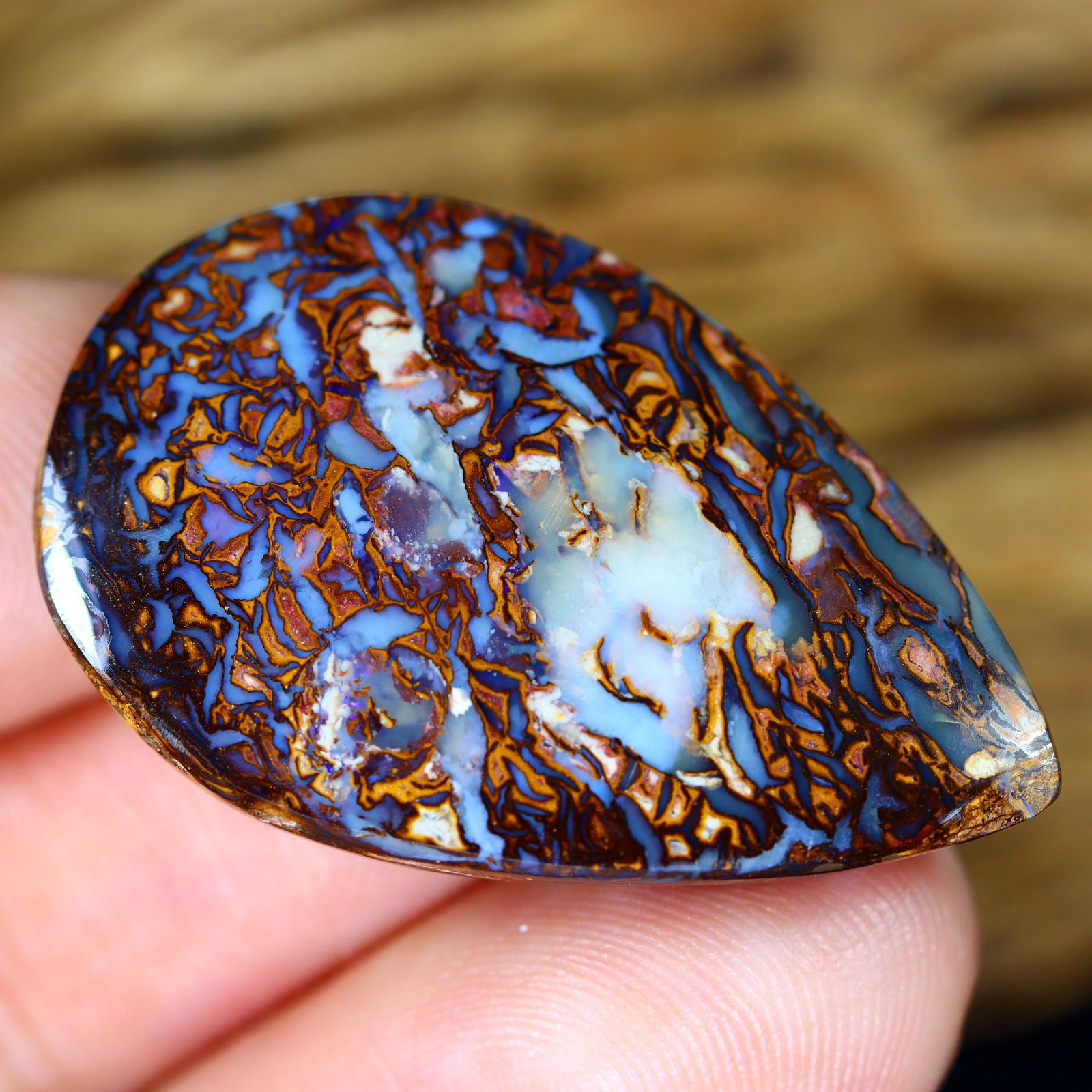 26.85Ct Koroit Boulder Opal Polished - Australian Opal - Pear Cabochon: Thousand Planet Auction House Welcome to our auction house, today auction brought to you by Leharlequin Co., Ltd based in Bangkok, Thailand specialize in all kinds of opal and color gemstone both in m