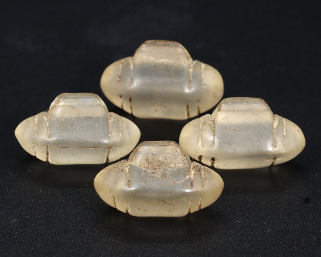 4 Antique Bohemian Holari Amulet Crystal Glass Beads Early 1900s: Old Czech Crystal Glass Holari Amulet Beads Cultures/Periods: 1900s Dimension: 24x15x13mm Findspot: Mali Provenance: Private Property to Manfred Fuchs, acquired in year 2004 from previous French colle