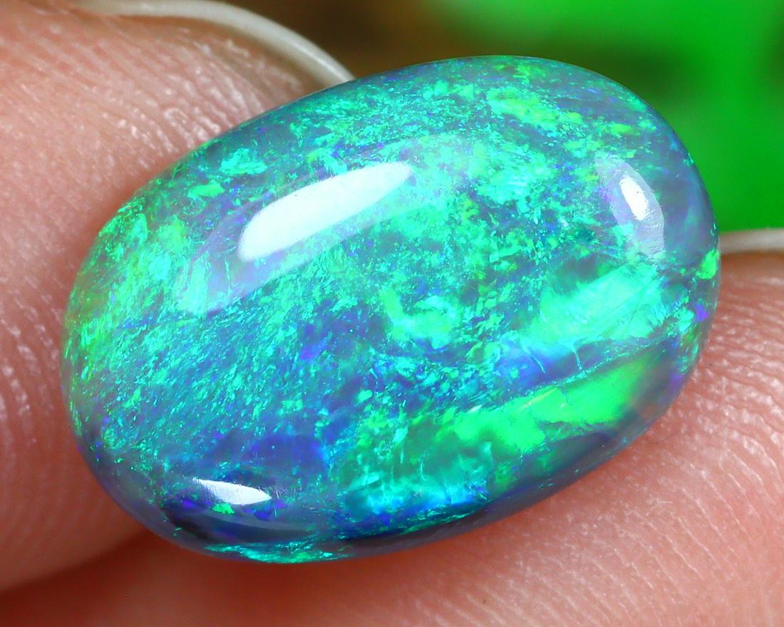 Australian New South Wales Lightning Ridge Mine Loose Solid Dark Opal Black Opal Cabochon (1 of 4)