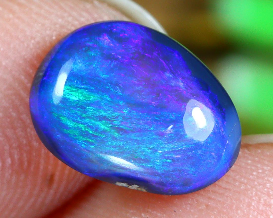 Australian New South Wales Lightning Ridge Mine Loose Solid Dark Opal Black Opal Cabochon (1 of 4)