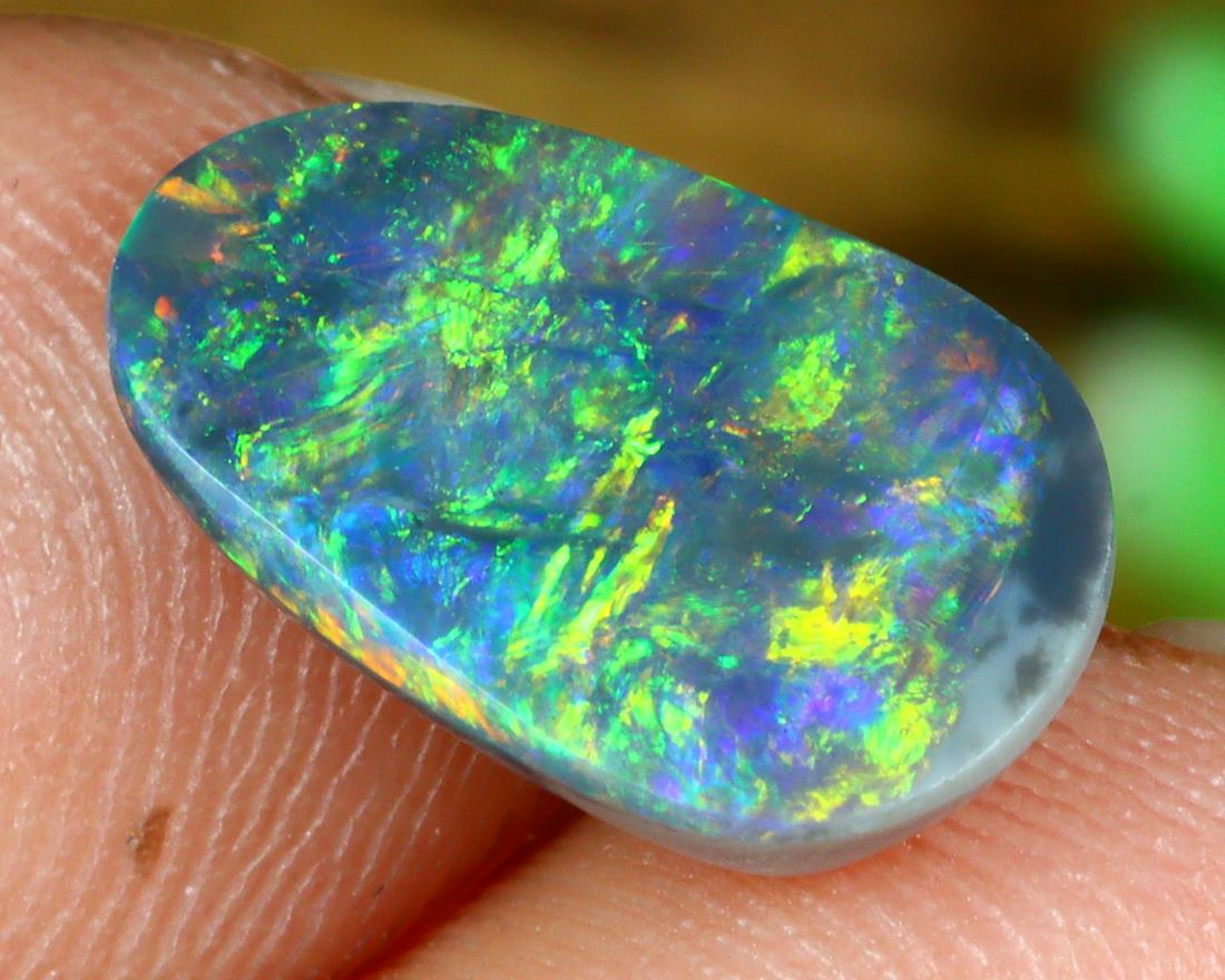 Australian New South Wales Lightning Ridge Mine Loose Solid Dark Opal Black Opal Cabochon (1 of 5)