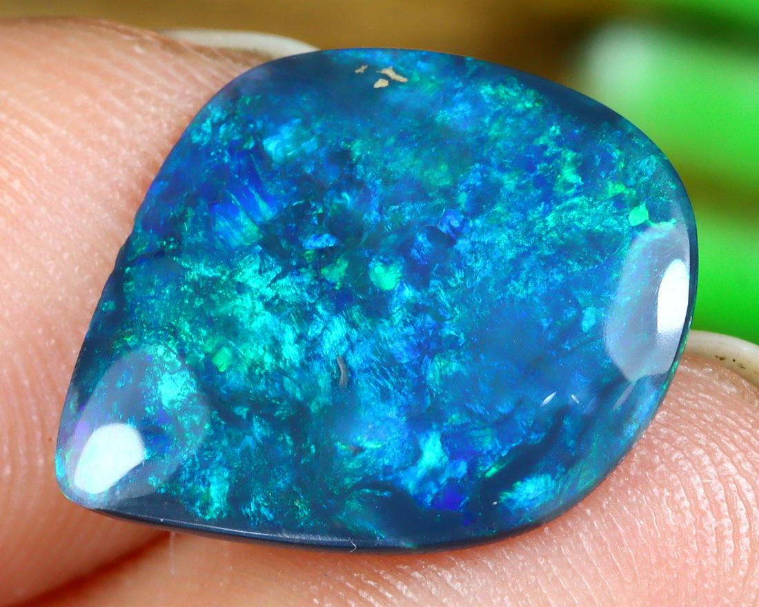 Australian New South Wales Lightning Ridge Mine Loose Solid Dark Opal Black Opal Cabochon (1 of 4)