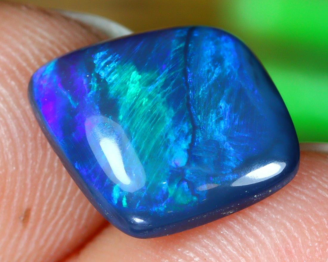 Australian New South Wales Lightning Ridge Mine Loose Solid Dark Opal Black Opal Cabochon (1 of 4)