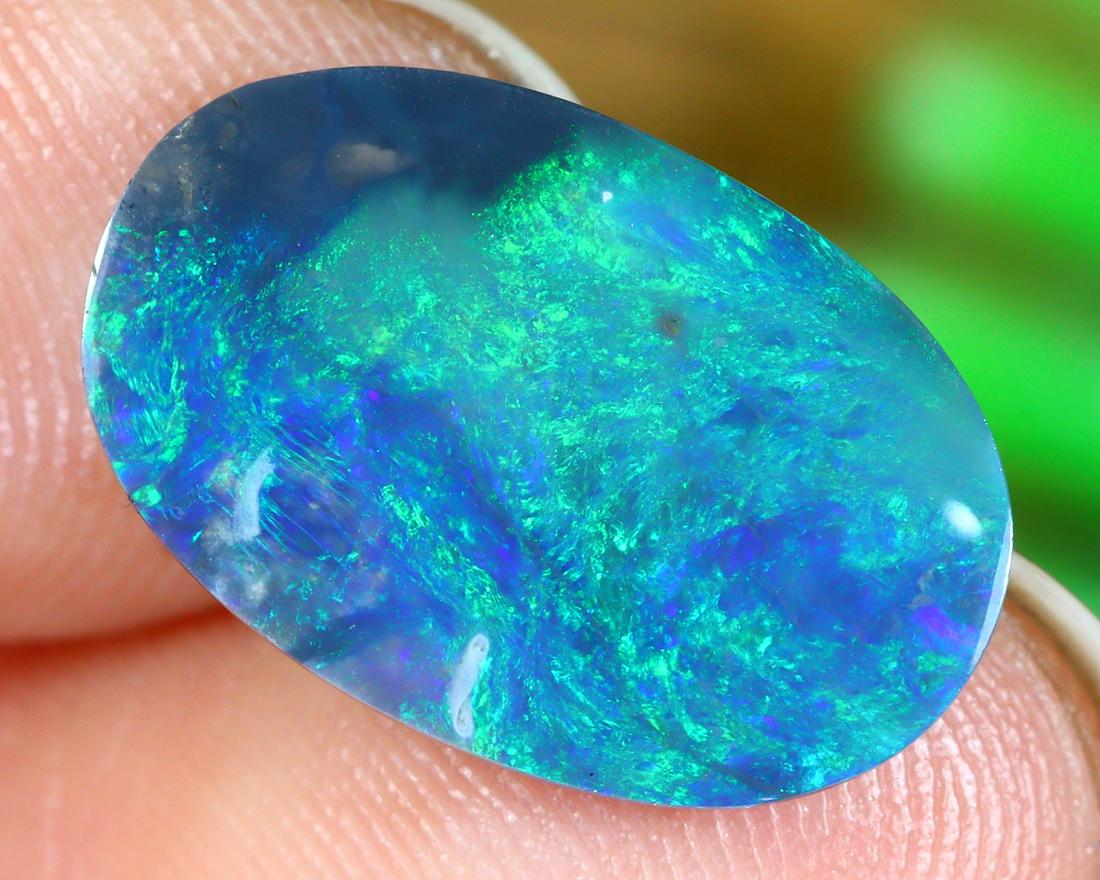 Australian New South Wales Lightning Ridge Mine Loose Solid Dark Opal Black Opal Cabochon (1 of 4)