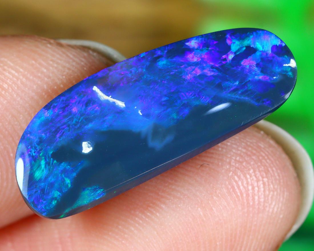 Australian New South Wales Lightning Ridge Mine Loose Solid Dark Opal Black Opal Cabochon (1 of 4)