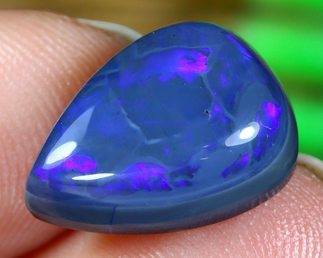Australian New South Wales Lightning Ridge Mine Loose Solid Dark Opal Black Opal Cabochon (1 of 4)