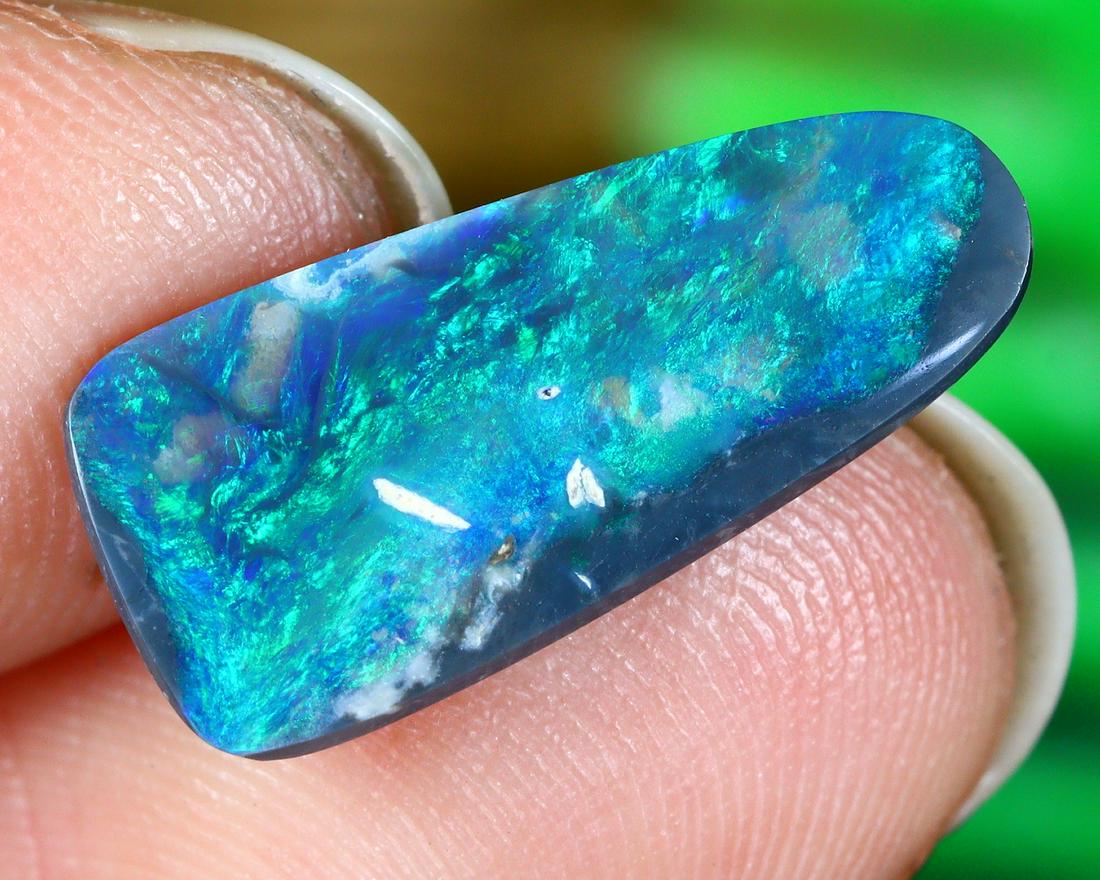 Australian New South Wales Lightning Ridge Mine Loose Solid Dark Opal Black Opal Cabochon (1 of 5)