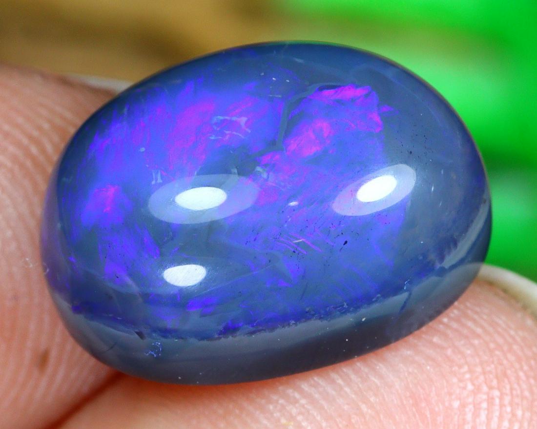 Australian New South Wales Lightning Ridge Mine Loose Solid Dark Opal Black Opal Cabochon (1 of 4)