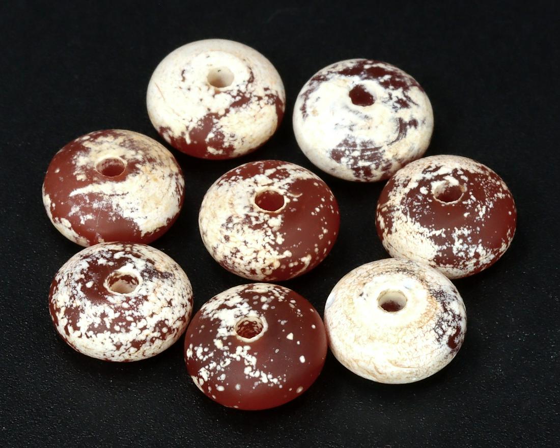 Ancient Greco-Bactrian Hidden Treasure Ancient Red Carnelian Bead: Ancient Greco-Bactrian Hidden Treasure Ancient Red Carnelian Bead Cultures/Periods: Circa Period 256BC-120BC Dimension: 8.3mm Findspot: Afghanistan Provenance: Private Collection to Nepal family. Acqu