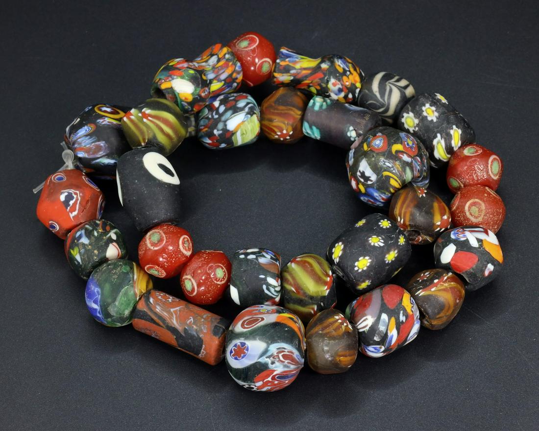 Venetian Millefiori Beads African Trade Beads Necklace Strand (1 of 5)