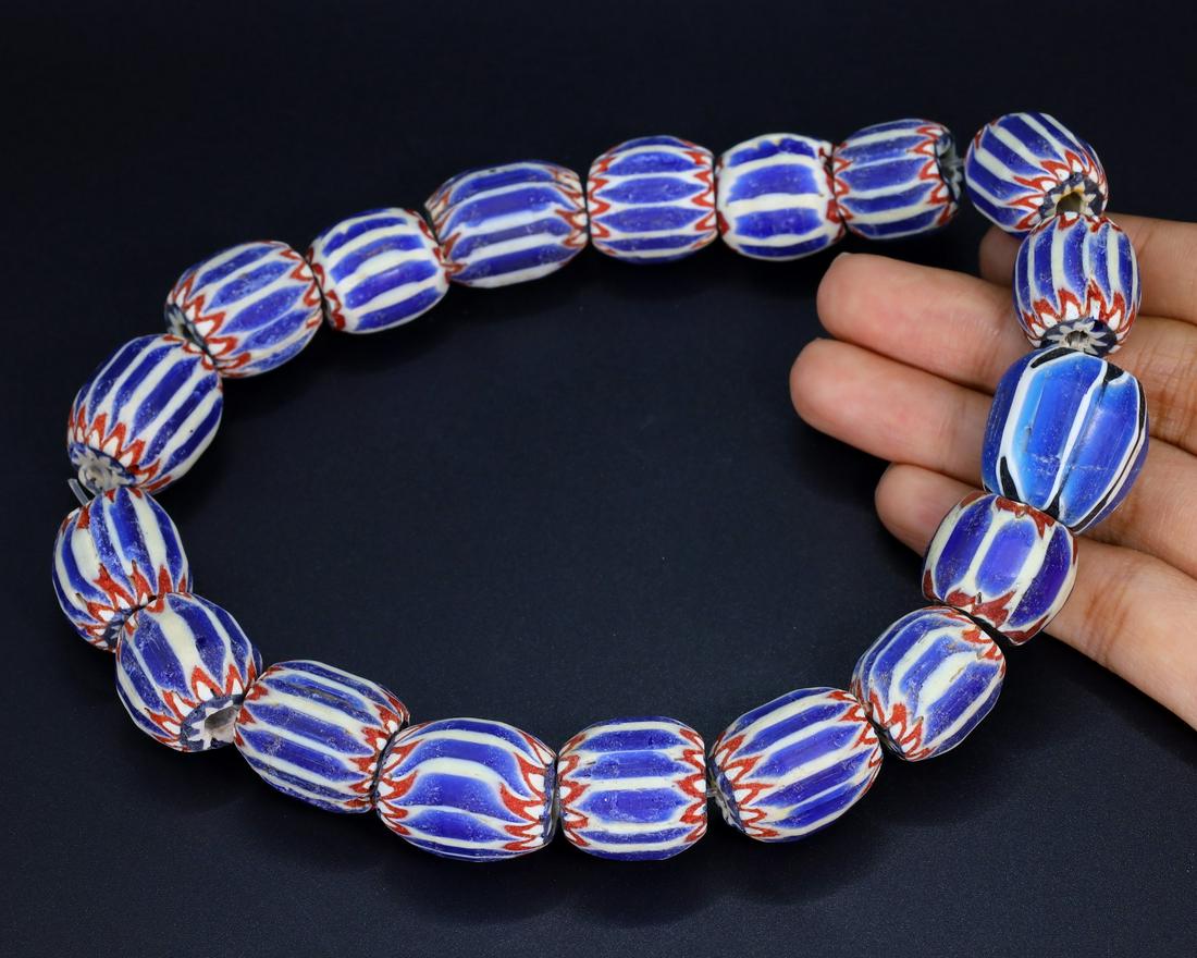 Collection of Old and Modern Venetian Chevron Glass Bead Strand Trade Beads (1 of 4)