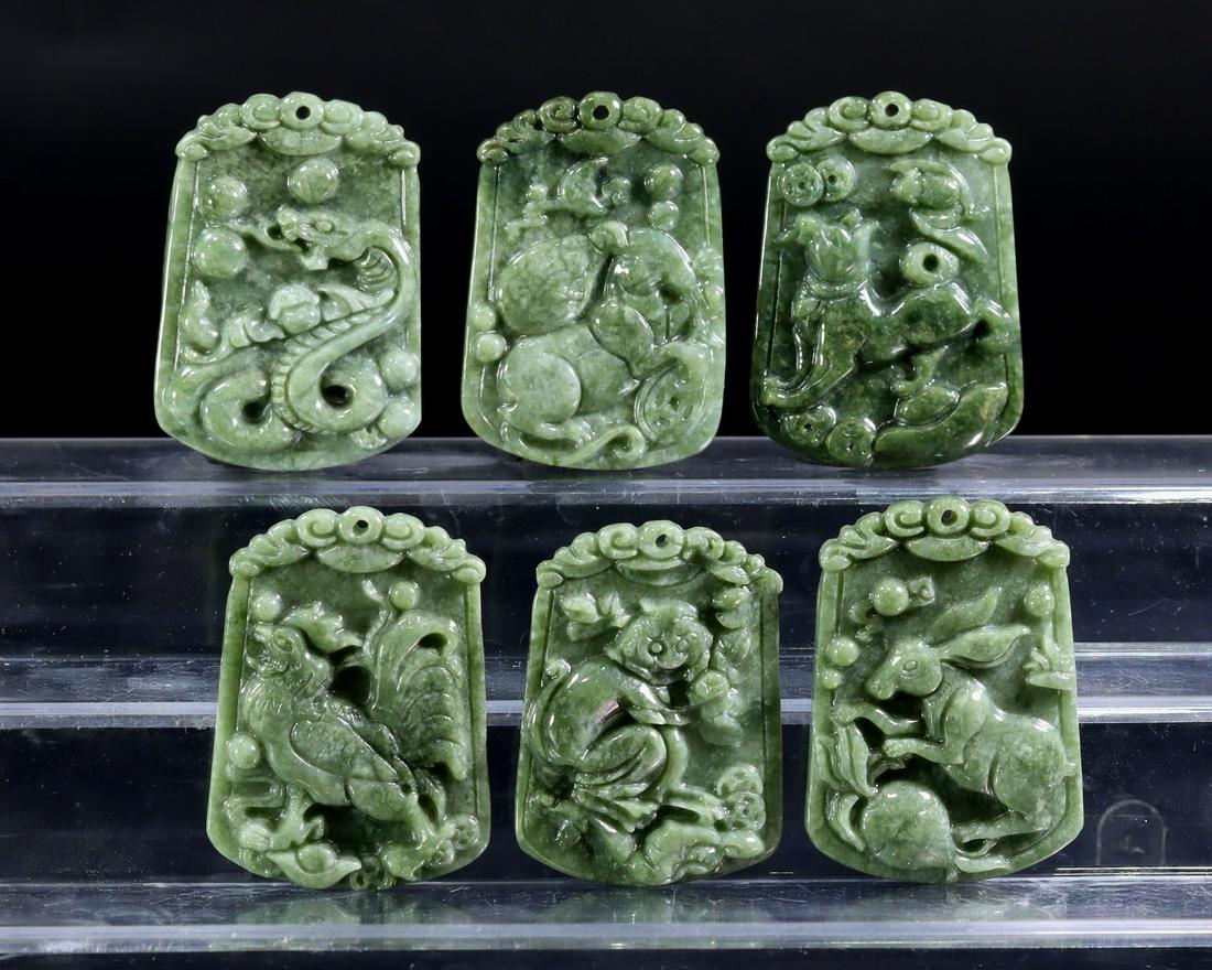 Collection of Chinese Burmese Green Jadeite Jade  Carving Pendant Locket (1 of 2)