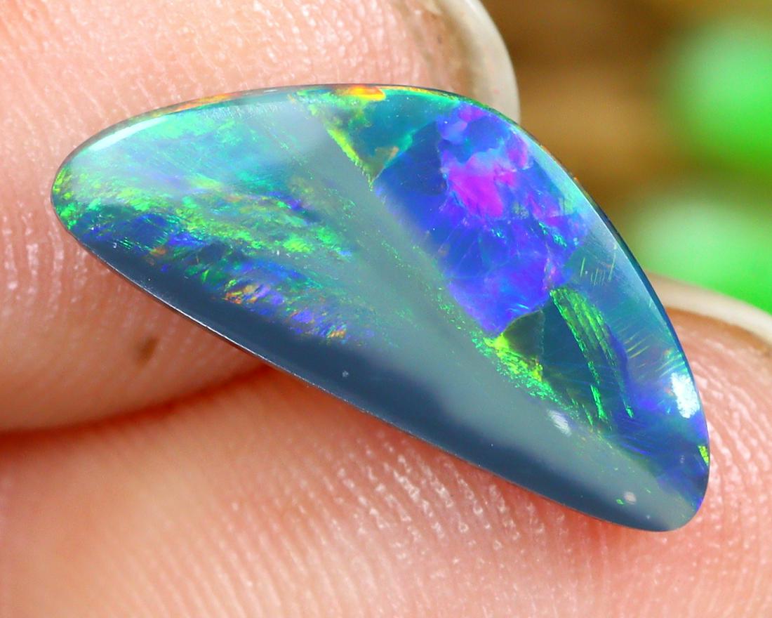 Australian Lightning Ridge Mine Loose Black Opal Dark Solid Opal Cabochon (1 of 4)