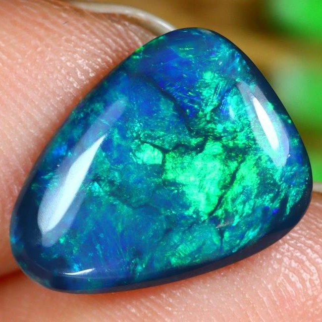 Australian Lightning Ridge Mine Loose Black Opal Dark Solid Opal Cabochon (1 of 4)