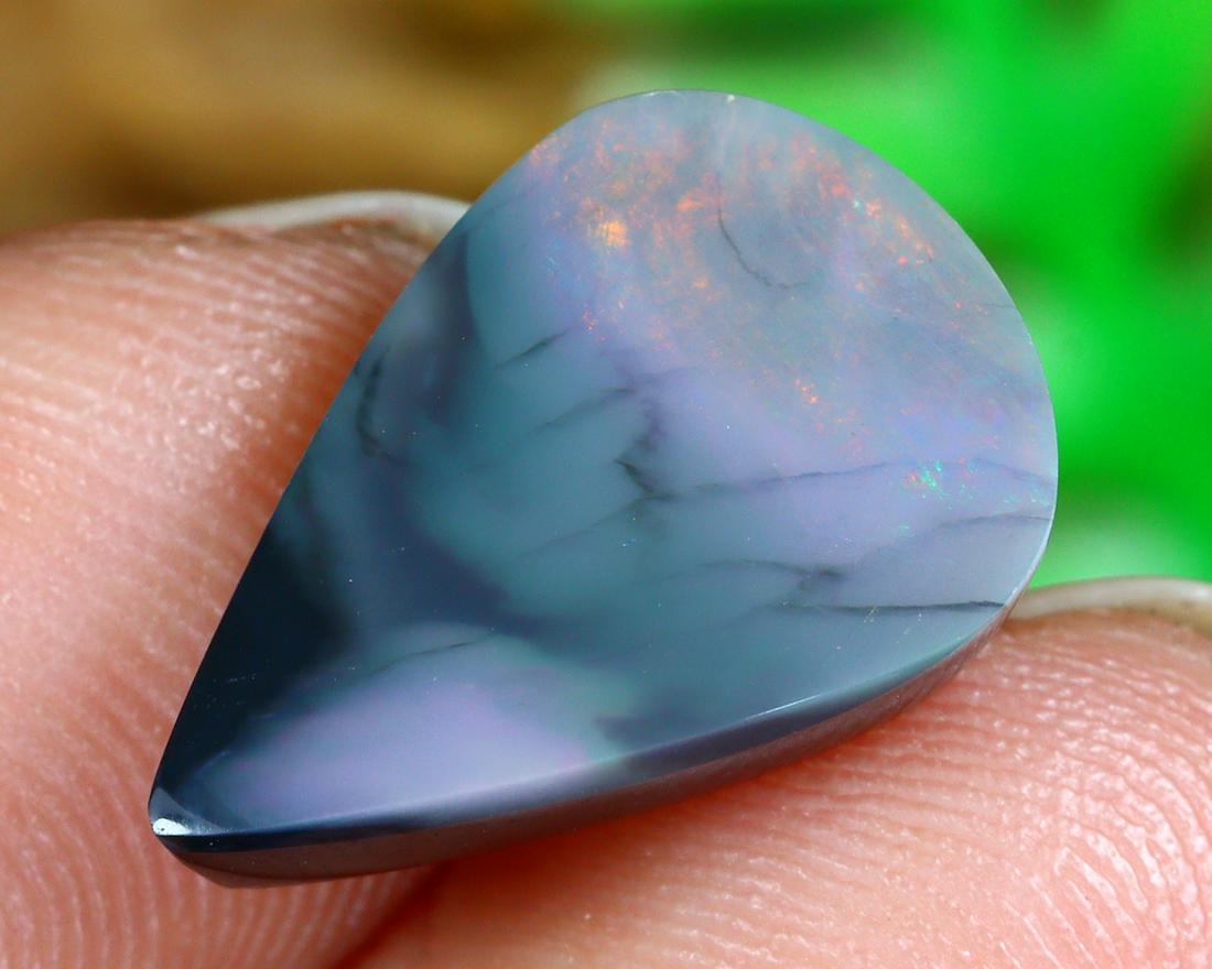 Australian Lightning Ridge Mine Loose Black Opal Dark Solid Opal Cabochon (1 of 4)