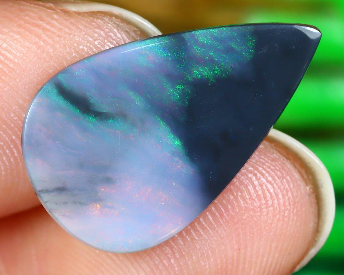 Australian Lightning Ridge Mine Loose Black Opal Dark Solid Opal Cabochon (1 of 4)