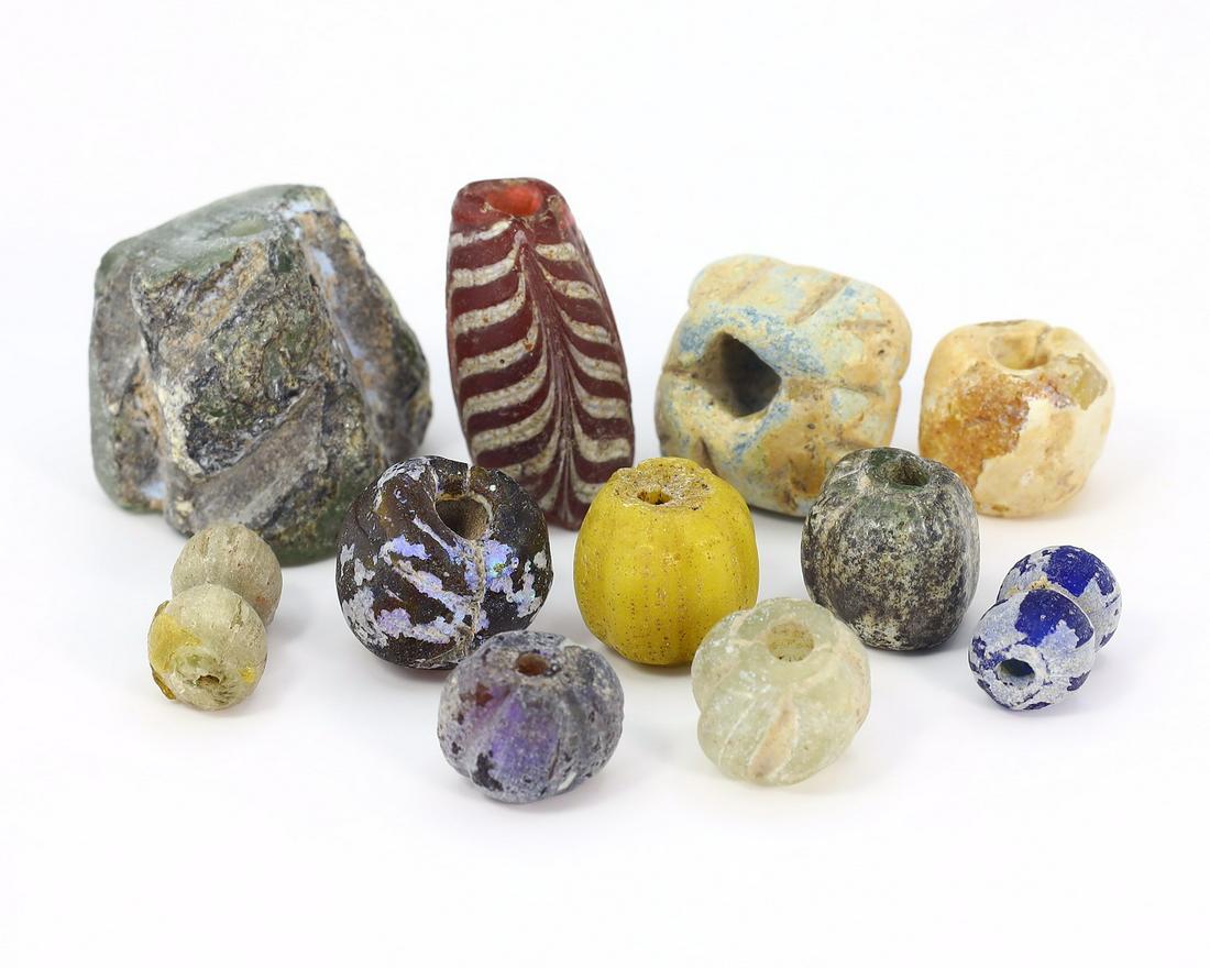 Eleven Ancient Glass Beads from The Late Berenike Harbor Temenos Ancient Egyptian Beads (1 of 2)