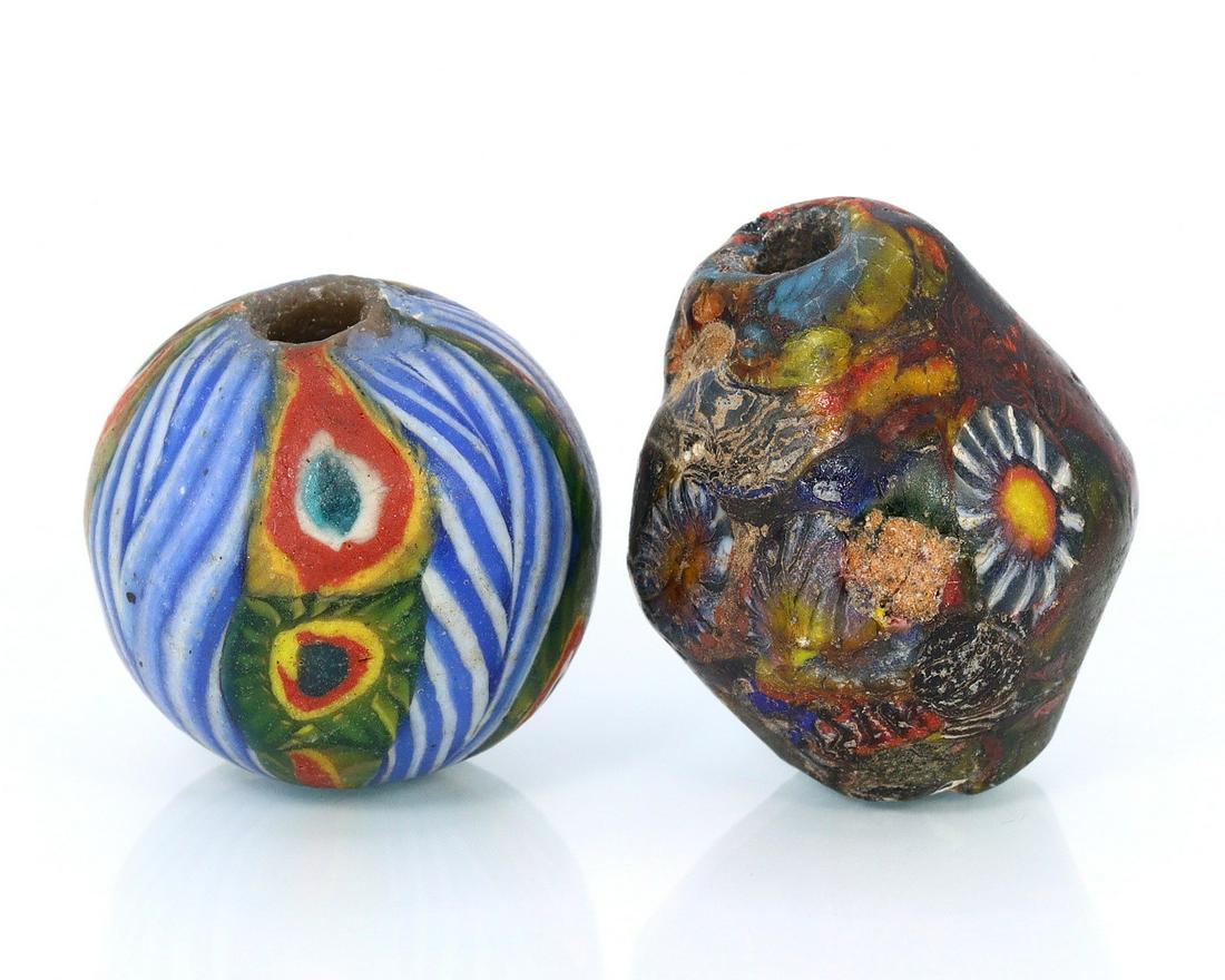 Two Mosaic Millefiori Glass Beads Art of Antique Western Asiatic Beads (1 of 4)