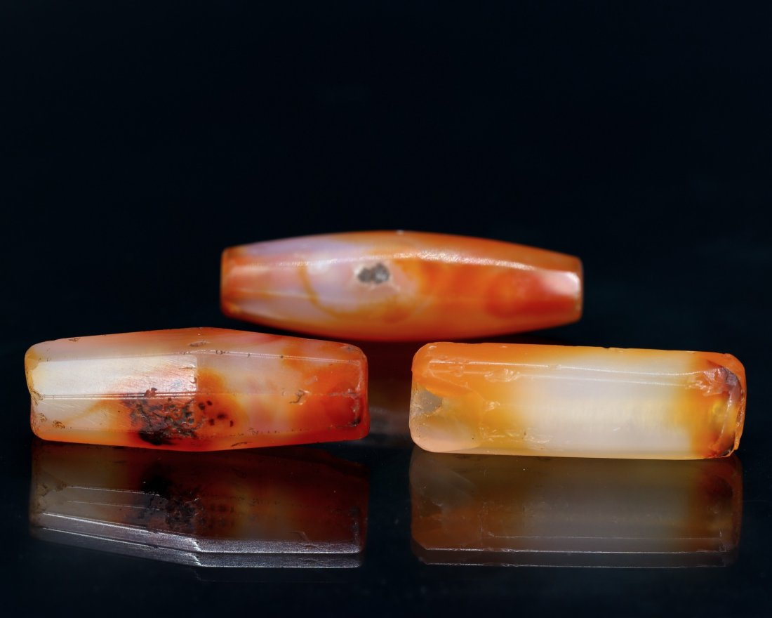 Three Ancient Western Asiatic Carnelian Beads Near East Asian Art Collection (1 of 3)