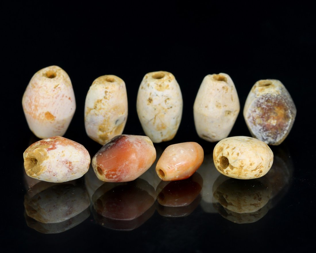 Nine Ancient Western Asiatic Patinated Carnelian Beads Near East Asian Art Collection (1 of 3)