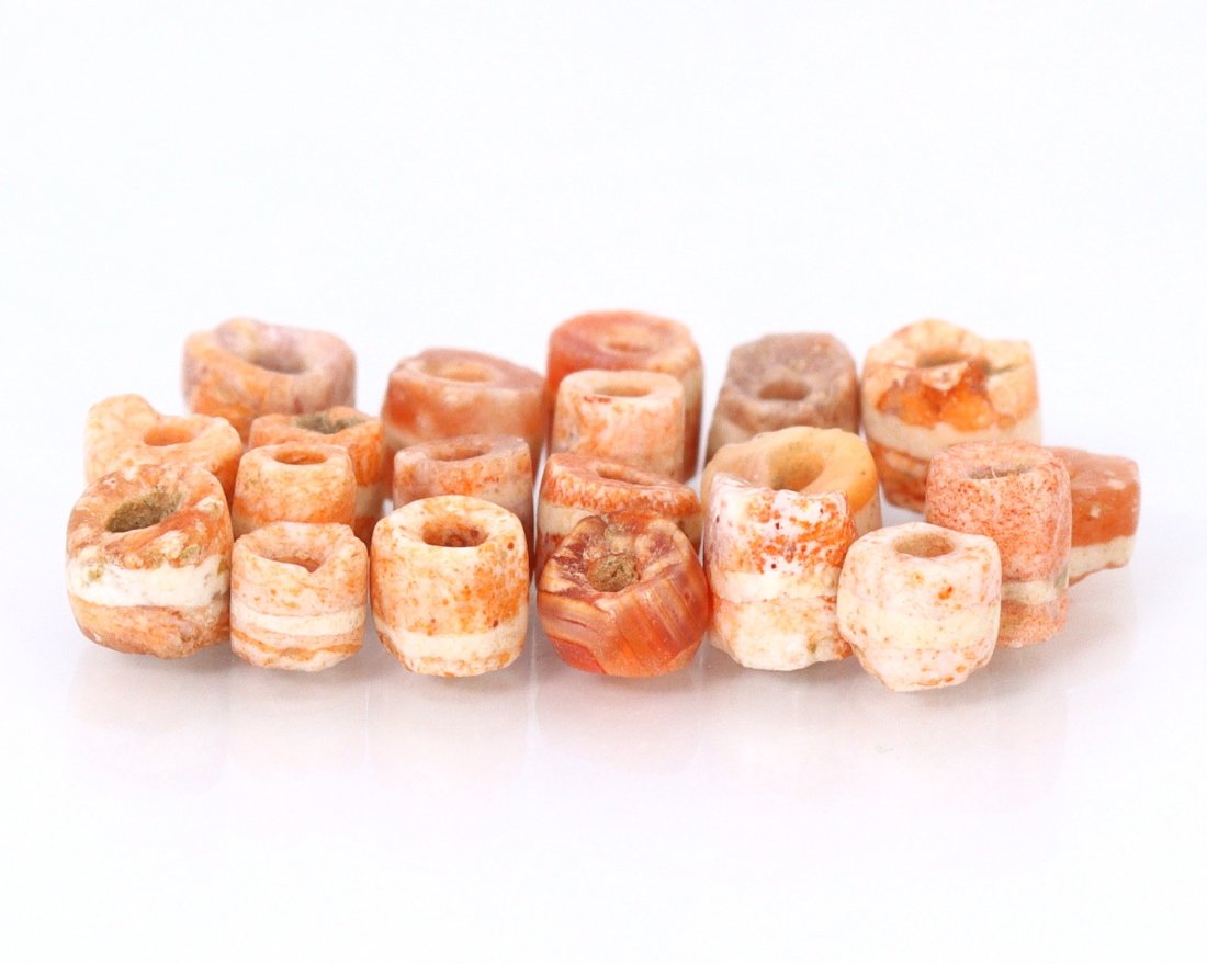 Group of Ancient Tibetan Pyu Stripe Chung dZi Beads Decorated Tibetan Etched Carnelian dZi Beads (1 of 3)