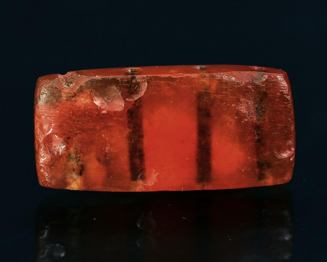 An Ancient Western Asiatic Decorated Tibetan Etched Carnelian dZi Bead (1 of 4)