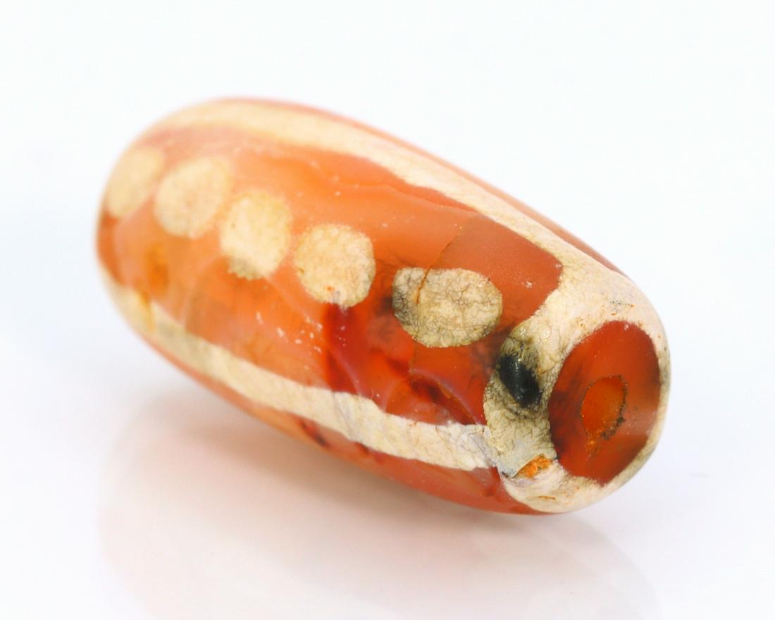 An Antique Western Asiatic Decorated Tibetan Etched Carnelian dZi Bead (1 of 4)