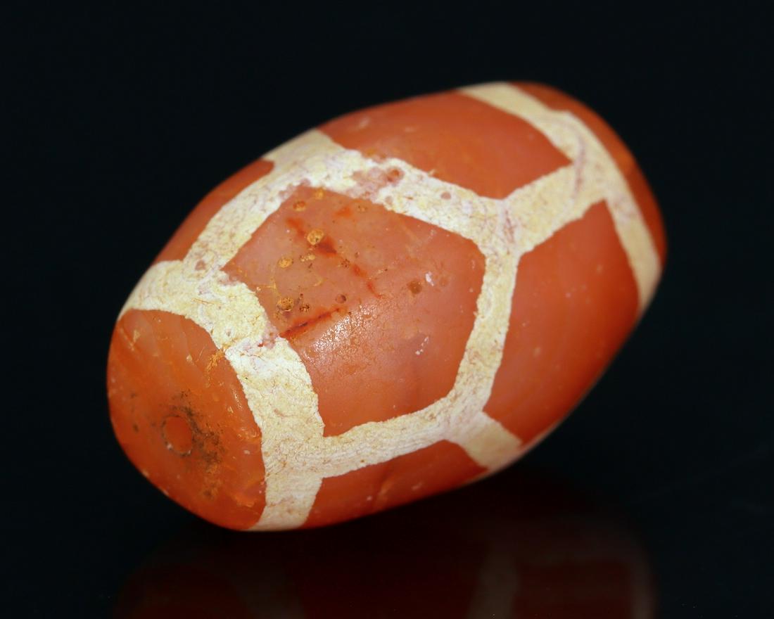 An Antique Western Asiatic Decorated Tibetan Etched Carnelian dZi Bead (1 of 4)