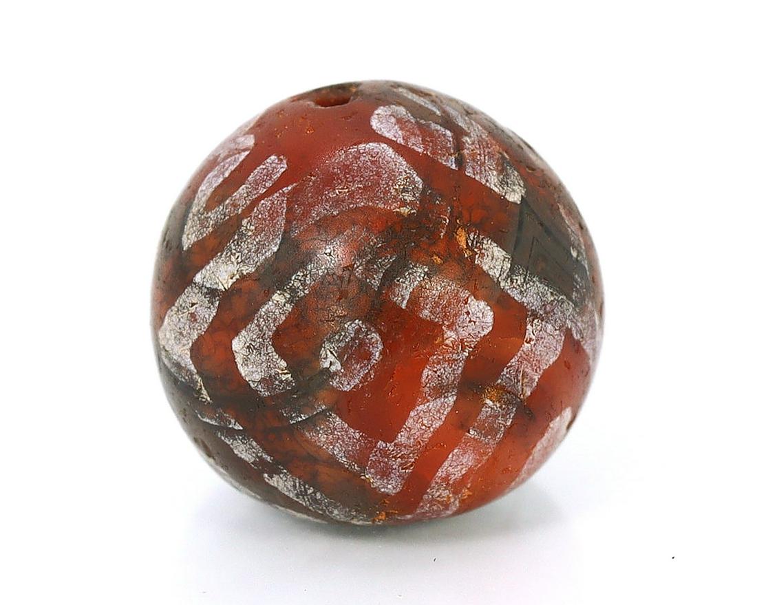 An Antique Western Asiatic Diamond Eye Decorated Tibetan Etched Carnelian dZi Bead: Dimension: 10.5x9.5mm New - Produced within the last 20 years Vintage - Over 20 years of age but less than 100 years of age Antique - Over 100 years of age but less than 500 years of age Ancient - Ove